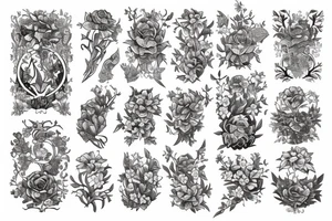 village flowers medieval tattoo idea