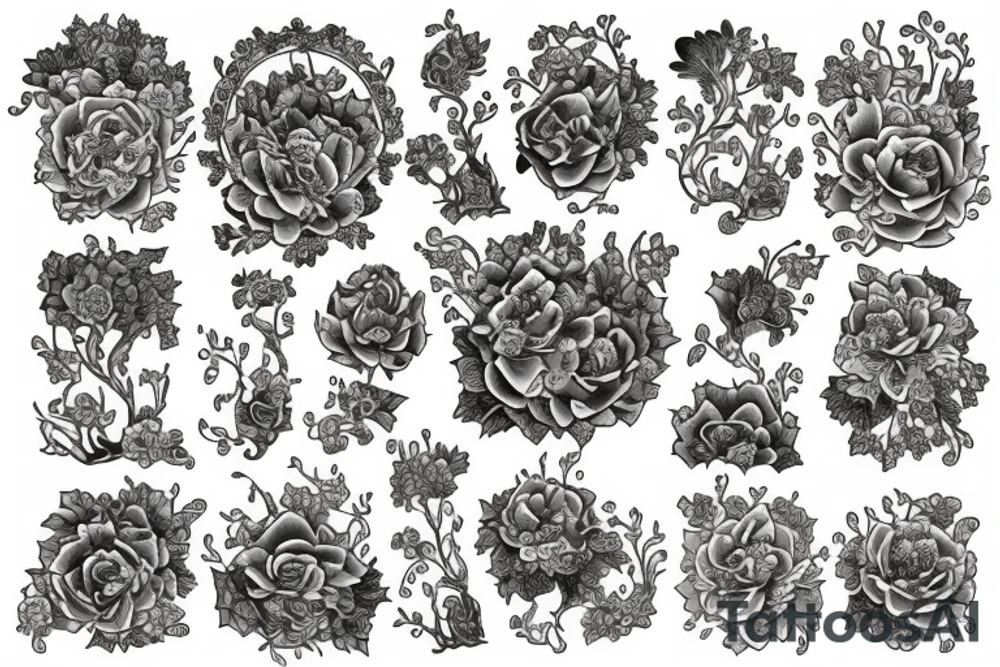 village flowers medieval tattoo idea