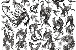 fairy with horns tattoo idea