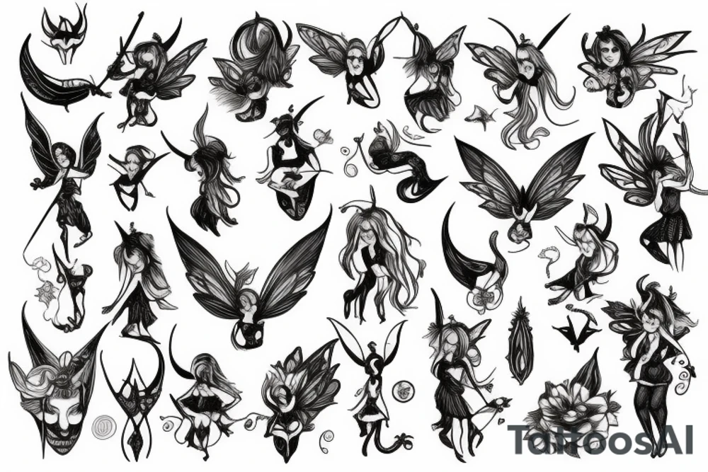 fairy with horns tattoo idea