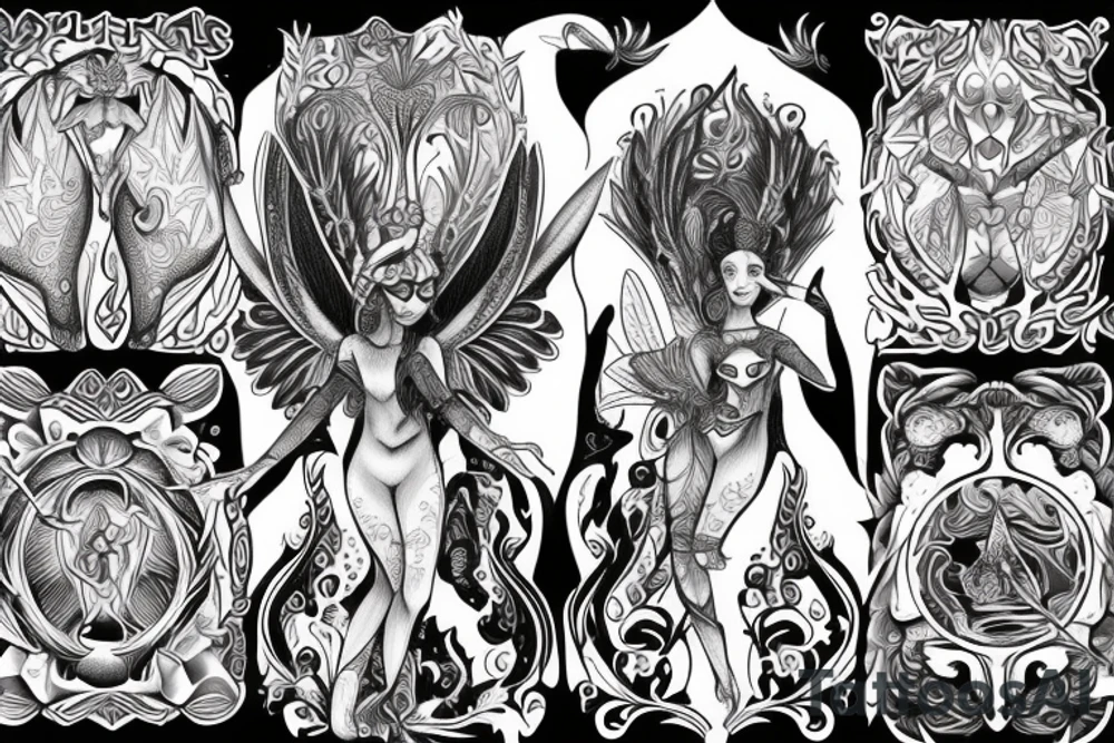 fairy with capricorn horns tattoo idea