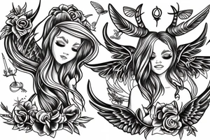 fairy with capricorn horns and wings tattoo idea