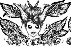fairy with capricorn horns and wings tattoo idea