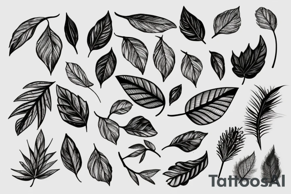 botanical tattoo of a leaves branch tattoo idea