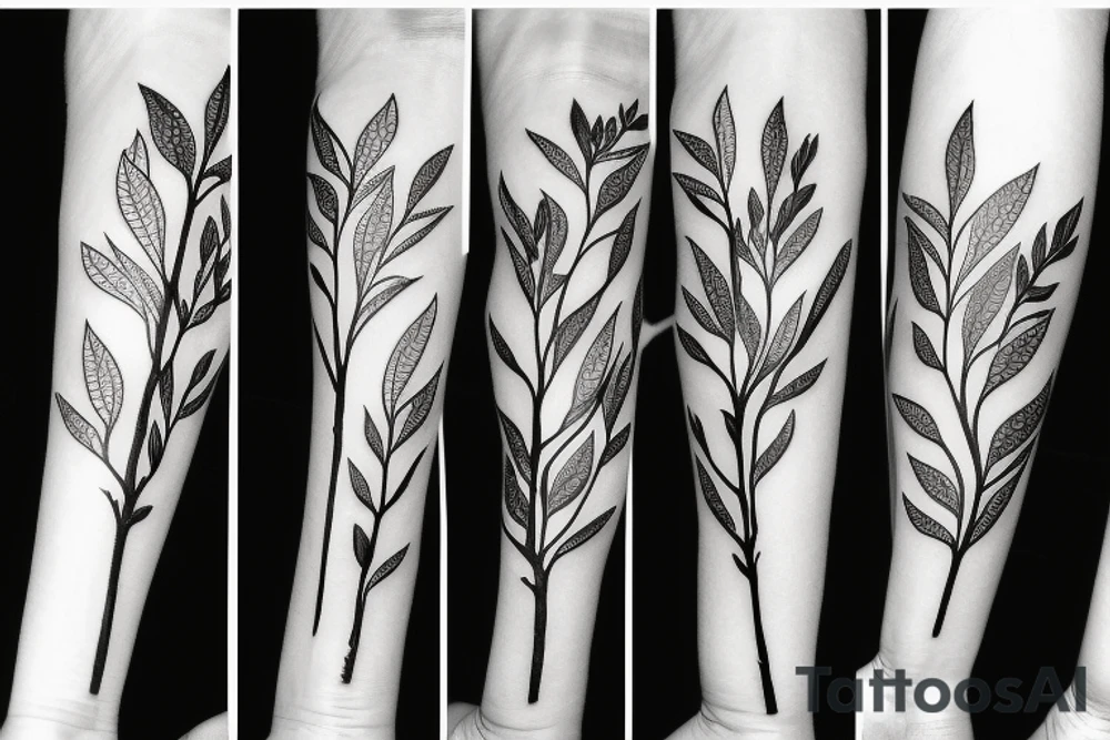 botanical tattoo of a leaves branch tattoo idea