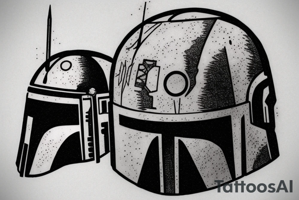 Boba Fett’s helmet with Ashe’s Crystal Arrow through the top tattoo idea