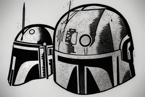 Boba Fett’s helmet with Ashe’s Crystal Arrow through the top tattoo idea