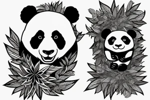 angry panda with a pretty lady and weed tattoo idea
