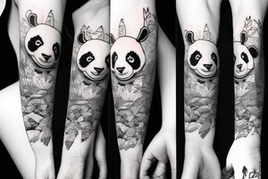 angry panda with a pretty lady and weed tattoo idea
