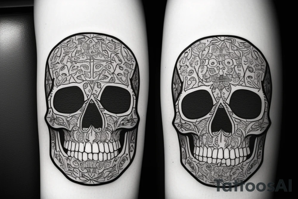 Skull with quote "everyone will die" tattoo idea