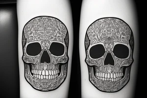 Skull with quote "everyone will die" tattoo idea