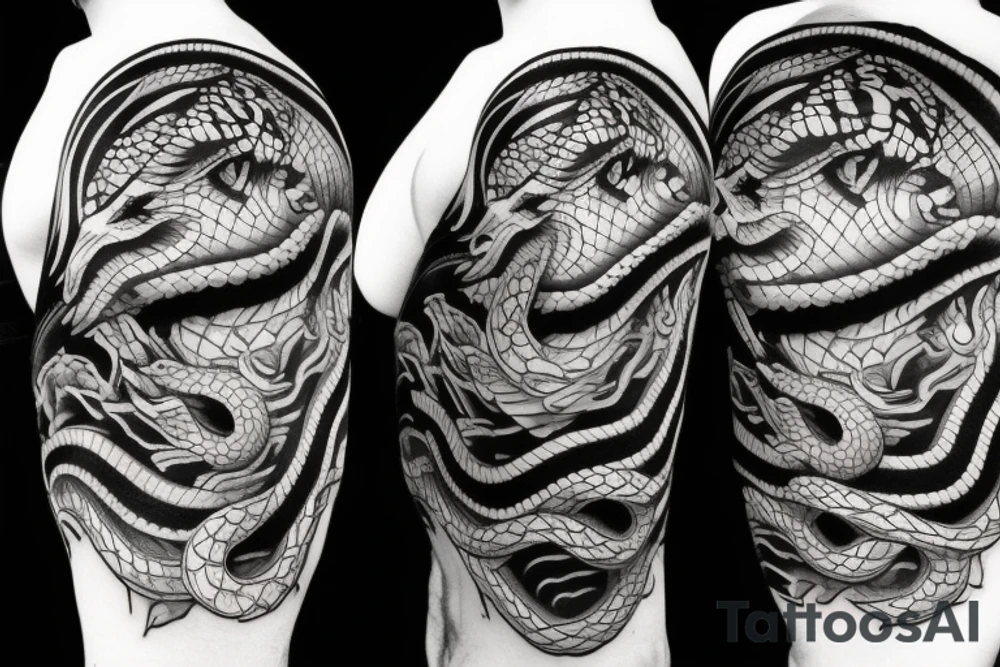 Wolf and snake tattoo idea