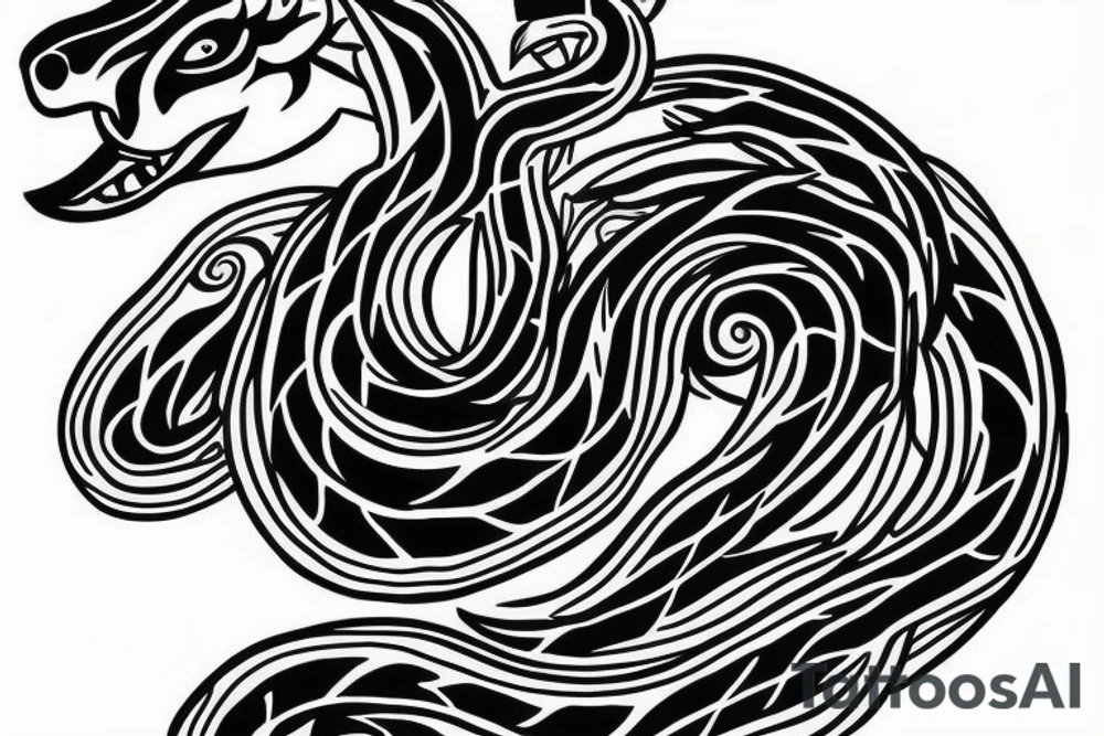 Wolf and snake tattoo idea