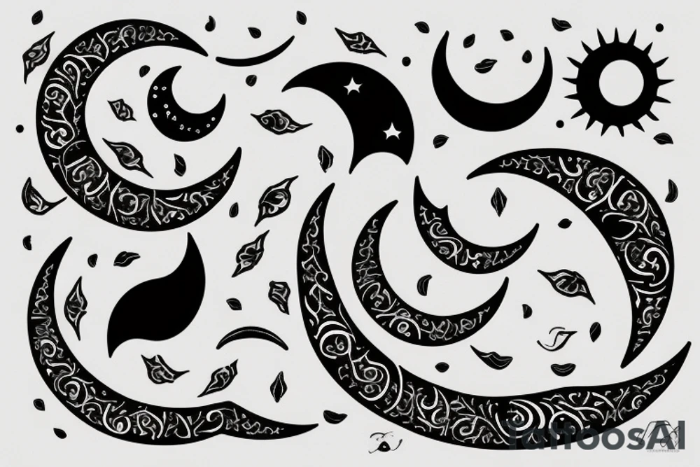 Crescent moon with thorn theme tattoo idea