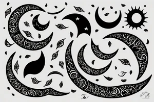 Crescent moon with thorn theme tattoo idea