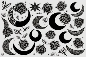 Crescent moon with thorn theme tattoo idea