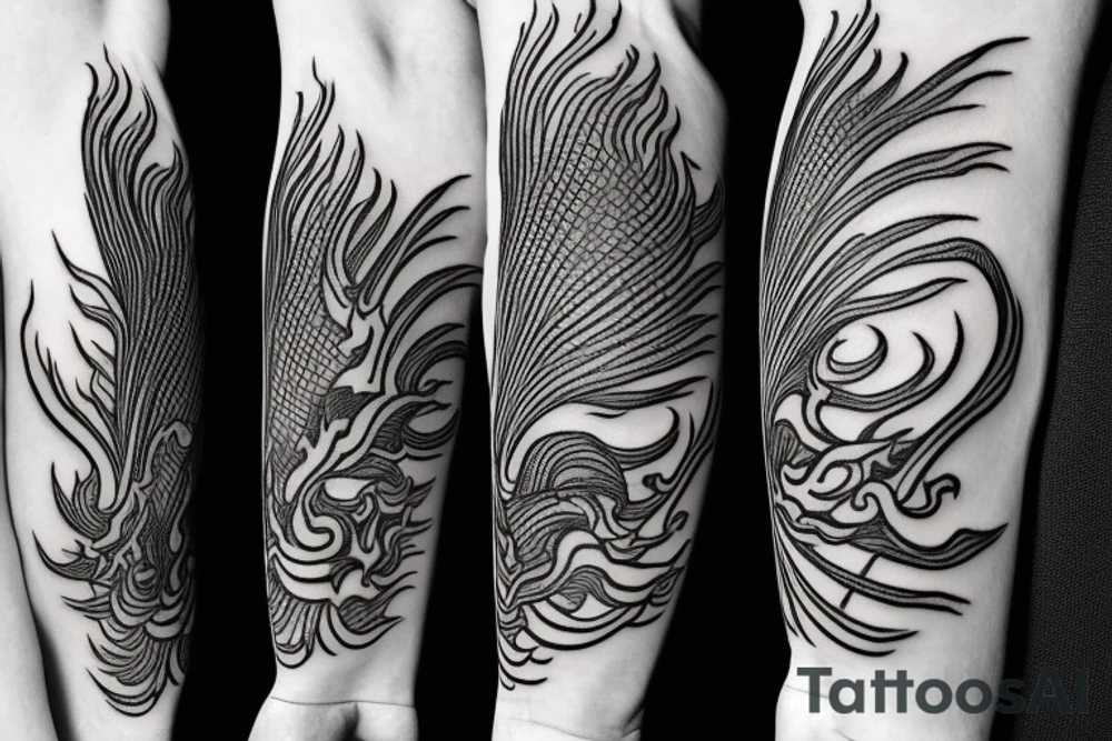 Japanese themed flames with sword tattoo idea