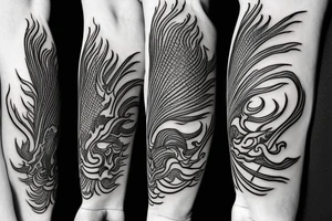 Japanese themed flames with sword tattoo idea