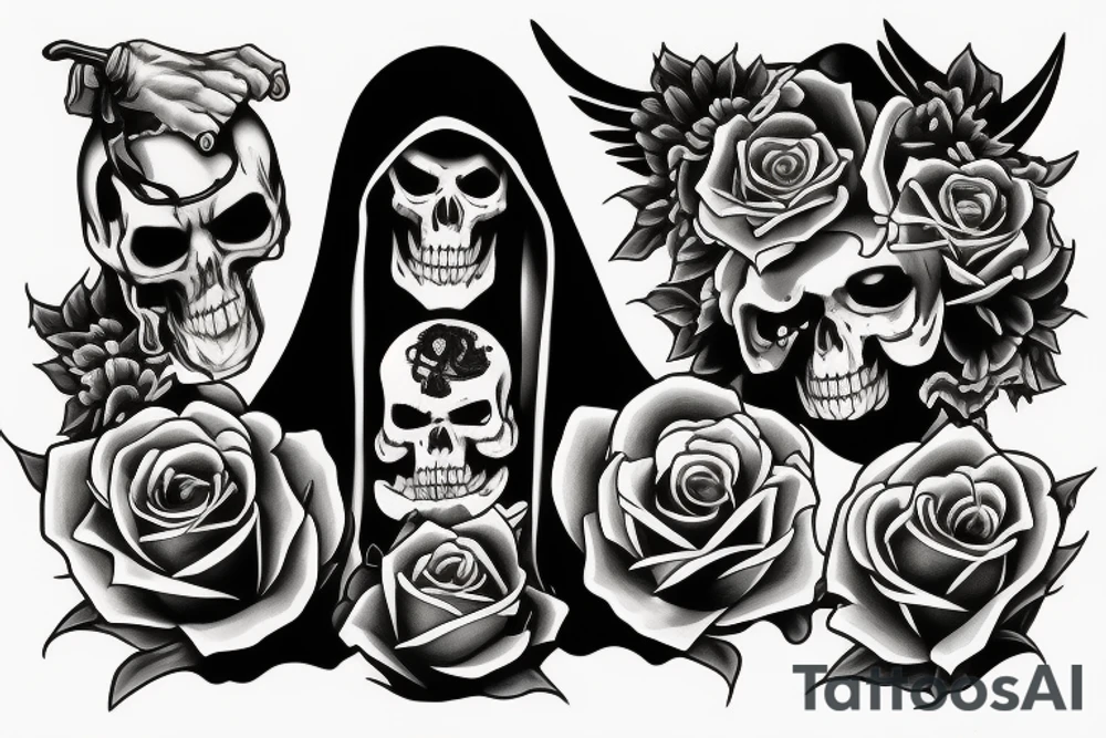 Death ands its lovers with the grim reaper tattoo idea