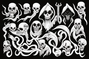 Grim reaper and Oni tattoo idea