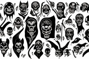 Grim reaper and Oni tattoo idea