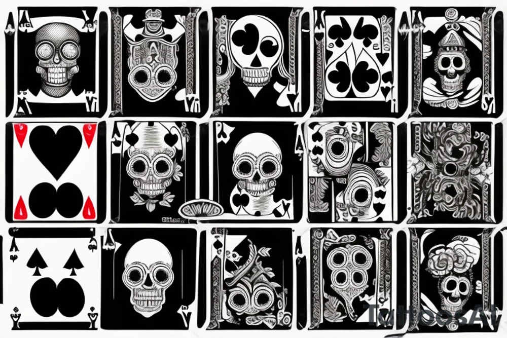 Poker Cards with skull tattoo idea