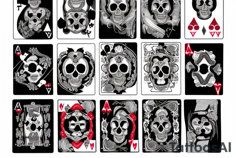 Poker Cards with skull tattoo idea