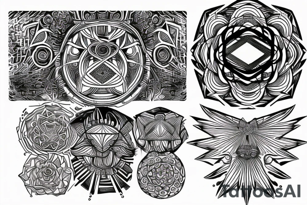 Sacred geometry trippy glitch tattoo idea