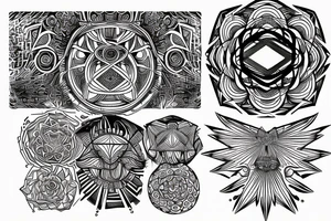Sacred geometry trippy glitch tattoo idea