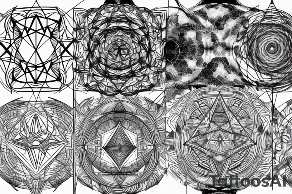 Sacred geometry trippy glitch tattoo idea