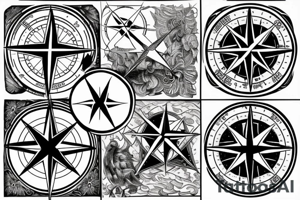 Compass rose with YHWH instead of north south East and west tattoo idea