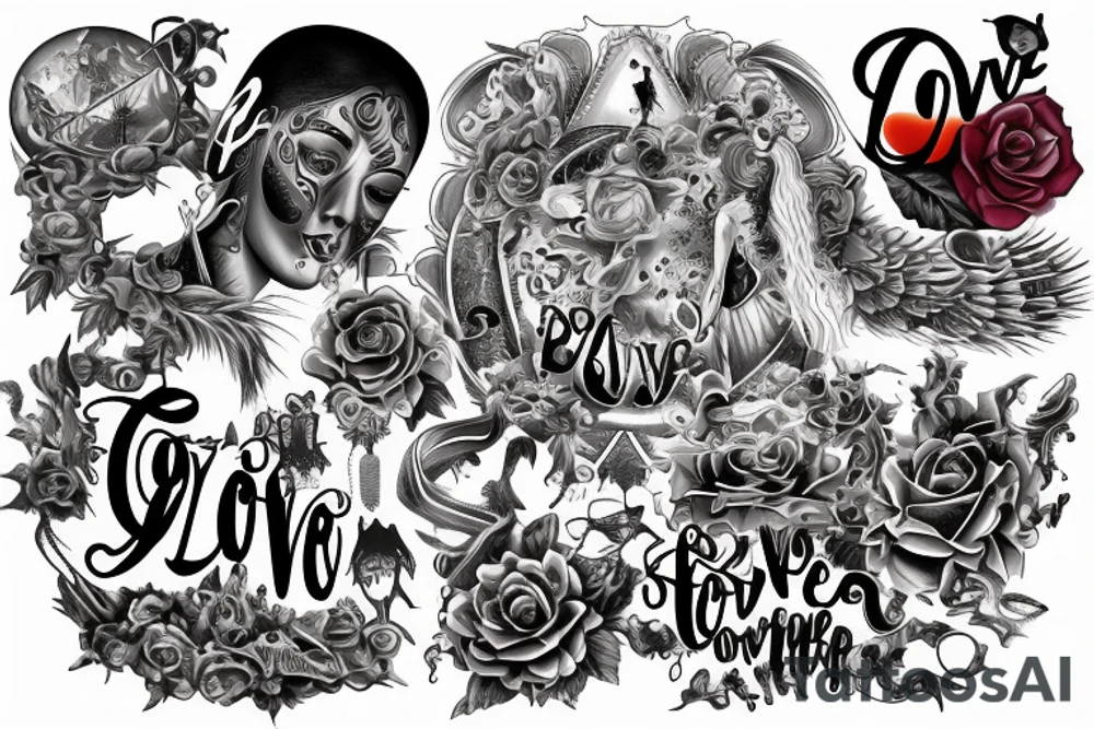 Love strength power overcome music faith family tattoo idea