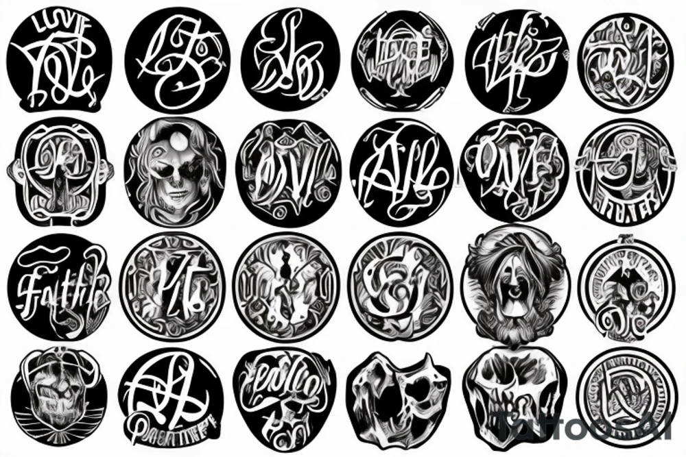 Love strength power overcome music faith family tattoo idea