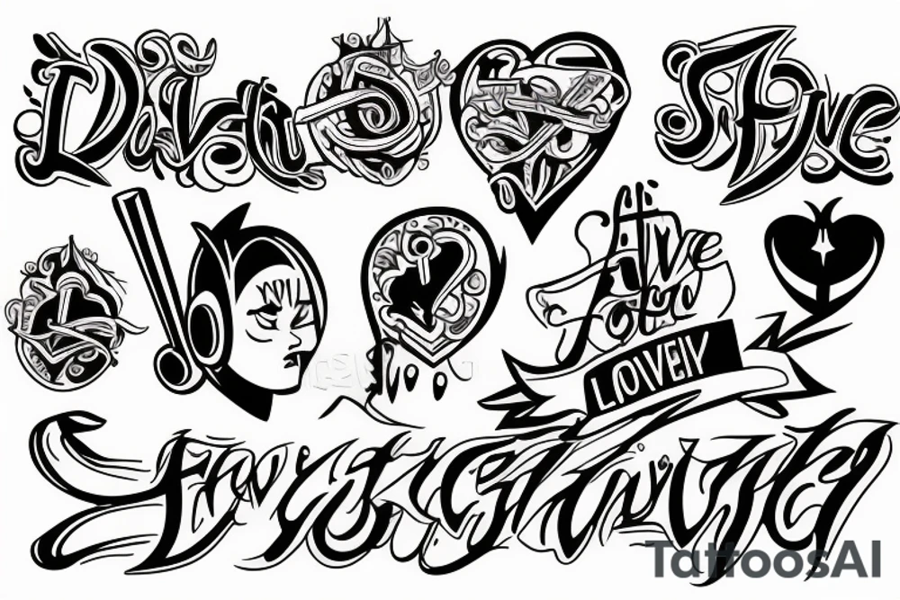 Love strength power overcome music faith family tattoo idea