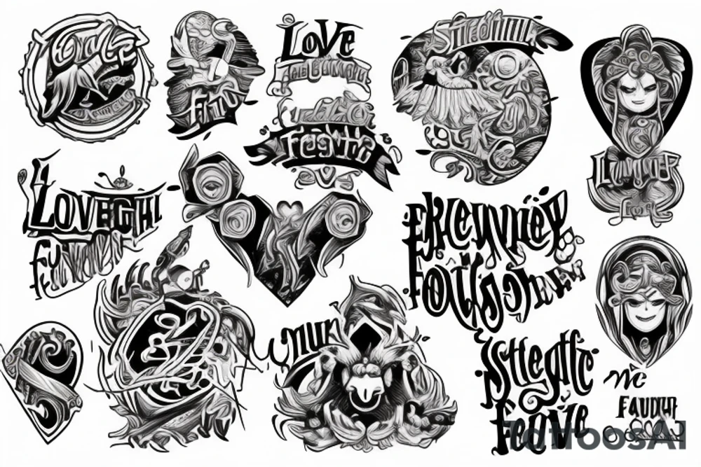 Love strength power overcome music faith family tattoo idea