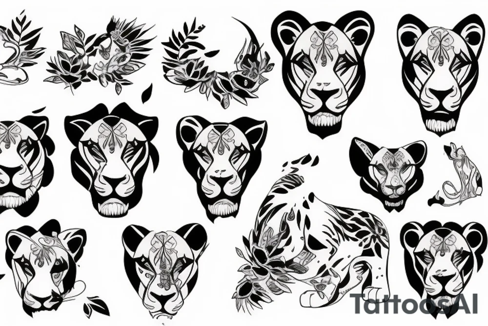 lioness upper body tattoo idea