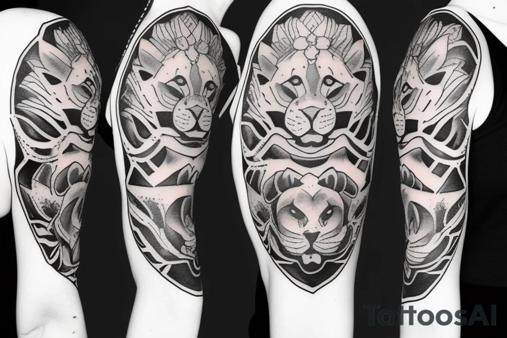 lioness upper body tattoo idea
