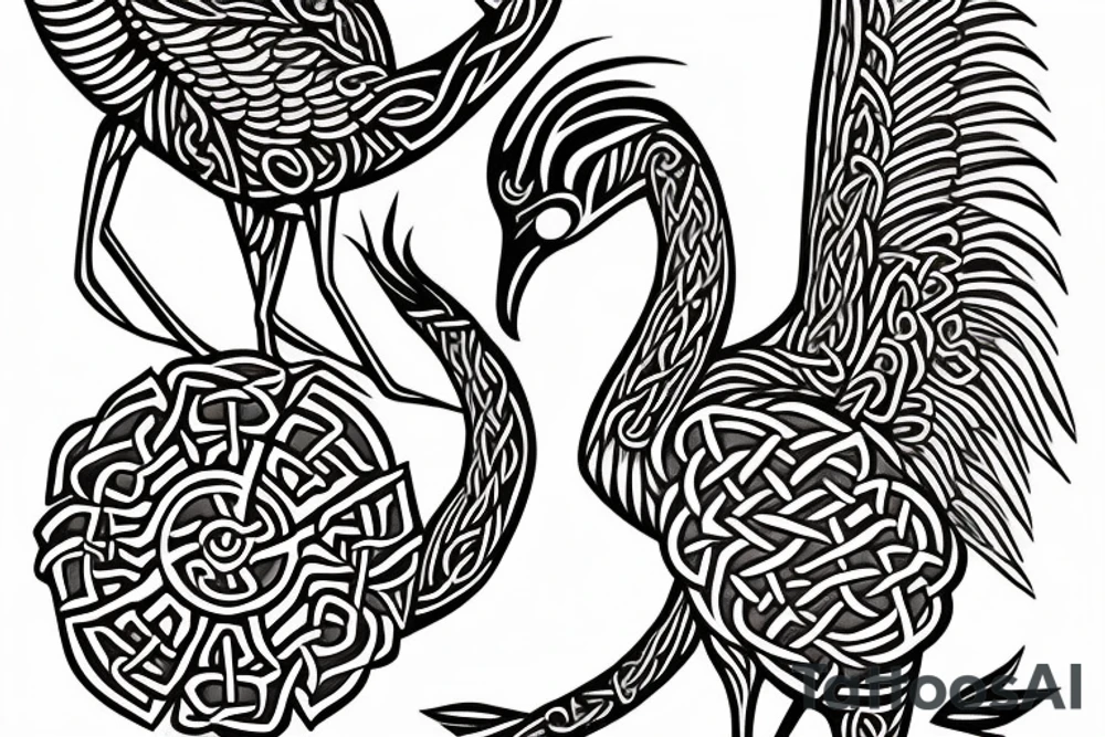 celtic crane tattoo idea