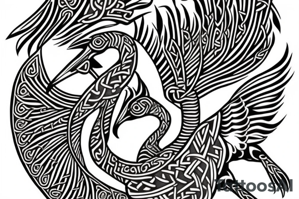 celtic crane tattoo idea