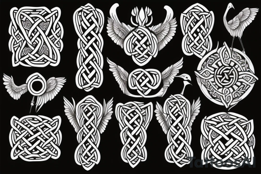 celtic crane armband tattoo idea