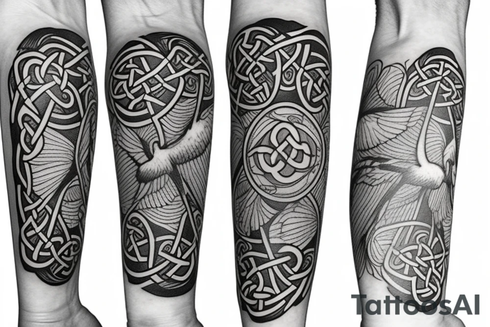 celtic crane armband tattoo idea