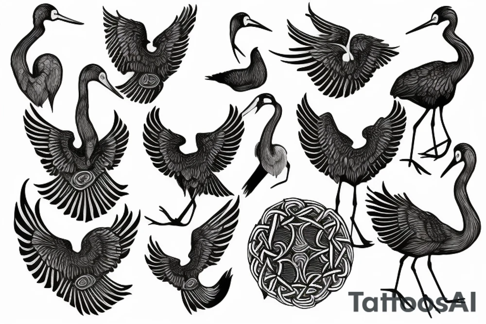 celtic crane armband tattoo idea