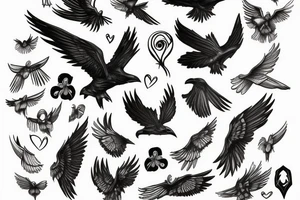 raven with open wings tattoo idea