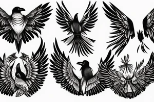 raven with open wings tattoo idea