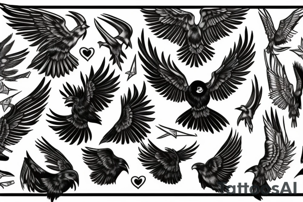 raven with open wings tattoo idea