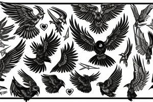 raven with open wings tattoo idea