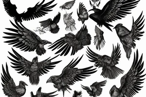 raven with open wings tattoo idea