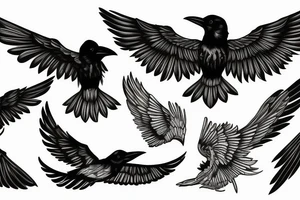 raven with open wings tattoo idea