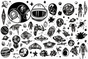 Spaceman, bones, Ctulhu tattoo idea