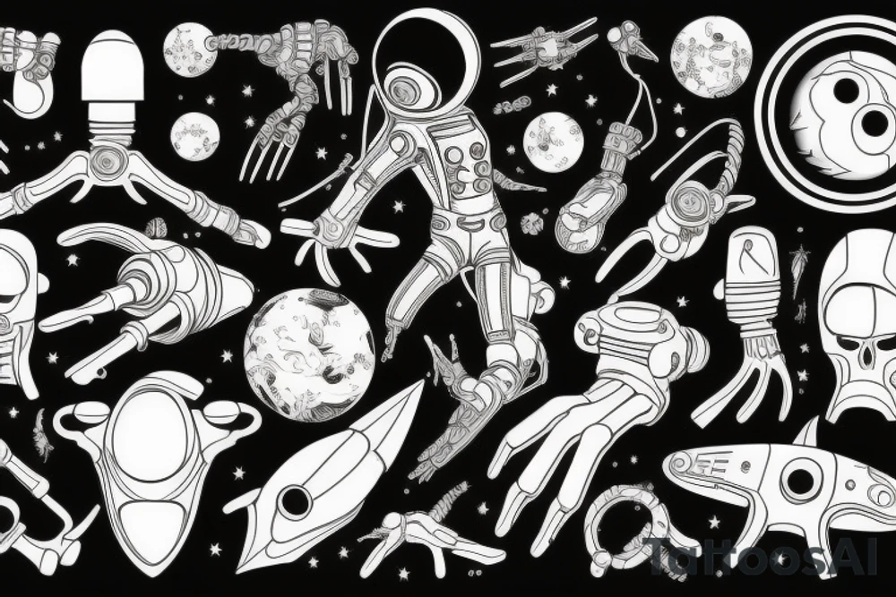 Spaceman, bones, Ctulhu tattoo idea